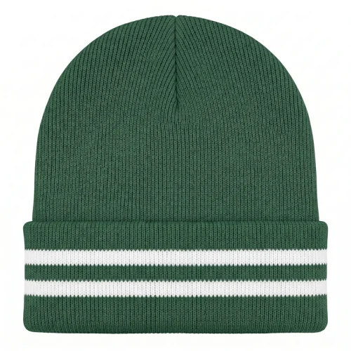 BEANIES BOTTLE GREEN AND WHITE