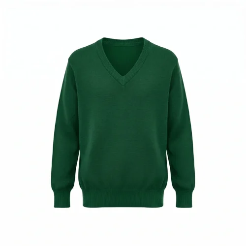JERSEY V-NECK PLAIN BOTTLE GREEN 44